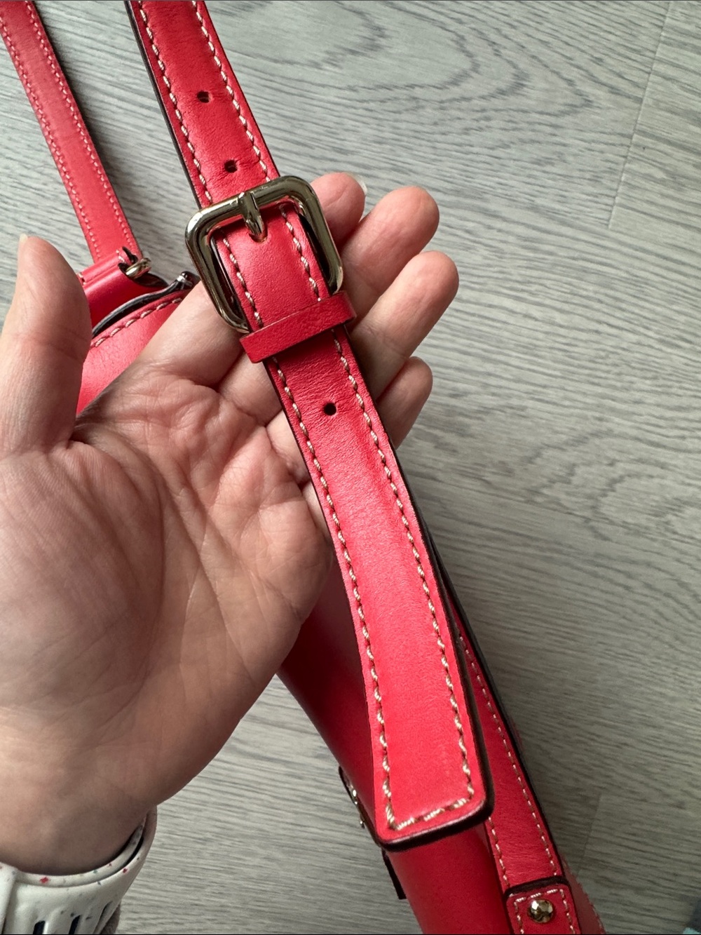 kate spade Red Leather Crossbody Bag with Buckle Straps - Picture 8 of 13